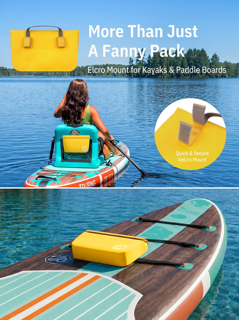niphean IPX7 Waterproof Fanny Pack, Magnetic One-Hand Closure Dry Bag | Durable Waterproof Bag, for Kayaking, Paddle Boarding, Beach Cruise Essentials, 2.5L/7.5L Phone Pouch Dry Bags for Men Women Yellow