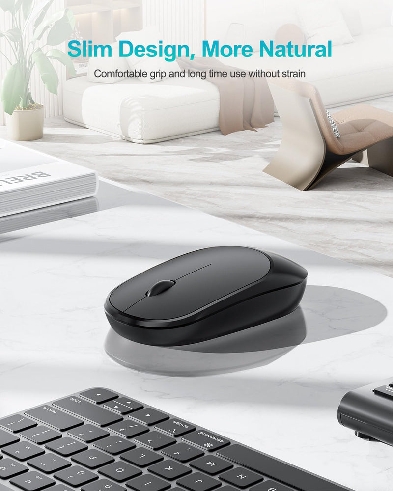 Lekvey Wireless Number Pad, Numeric Keypad and Mouse Combo | 22 Keys & Mouse Set, Share One 2.4G USB, Compact Portable Slim, 10 Key Numpad, for Laptop, Mac, Notebook, PC, Computer, Black