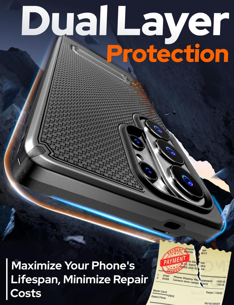 Designed for Samsung Galaxy S26 Ultra Case with Belt Clip Holster | Rugged Cover with Strong Magnet & Kickstand Heavy Duty Combo - Black