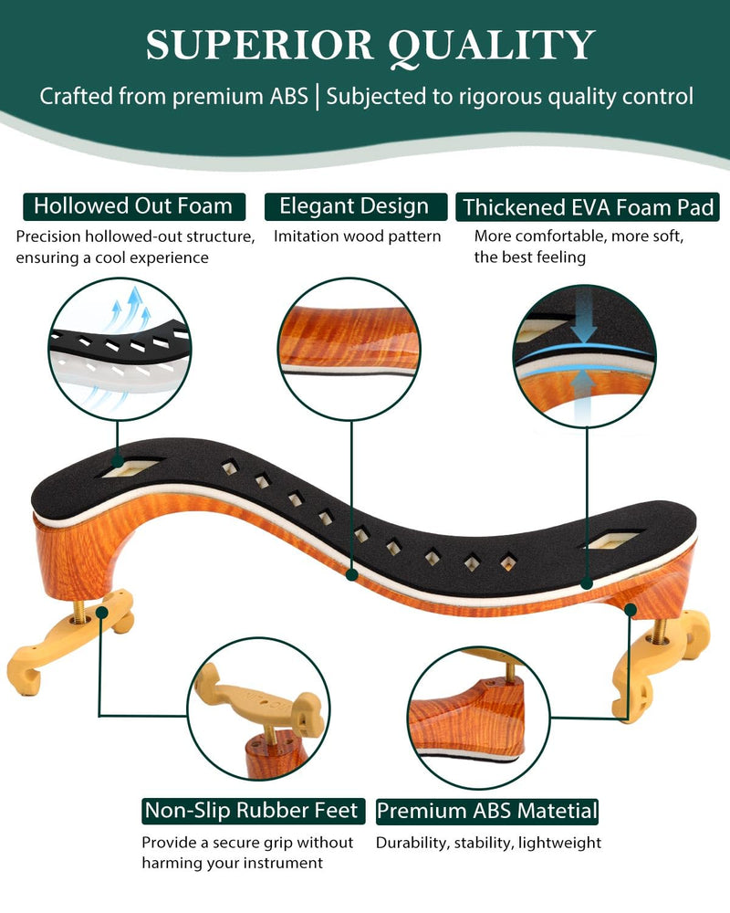 LMS Violin Shoulder Rest 4/4 3/4 Full Size, Hollowed Out Foam Shoulder Rest for Violin Accessories for Beginner Shoulder Rest Pad with Mute Rosin, Ergonomic for Prolonged Play (Brown, 4/4, 3/4) Brown