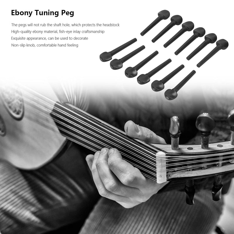 [AUSTRALIA] - Oud Ebony Pegs, 12Pcs 8.7cm Wooden Tuning Replacement Ebony Pegs with Fisheye for Oud 