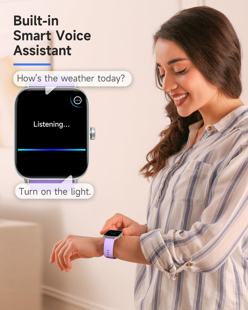 TOOBUR Smart Watch for Women Alexa Built-in, 1.8" Compatible Android iOS, Answer&Make Call/Step Counter/Sleep Tracker/100 Sports/Heart Rate, Fitness Tracker Watch IP68 Waterproof Swimming Purple