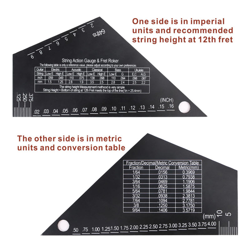 Guitar String Action Gauge String Height Ruler Guitar Fret Rocker Fret Leveling Guide High Precise Guitar Luthier Tool