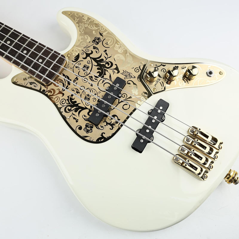 [AUSTRALIA] - Stainless Steel J Bass Pick Guard Scratch Plate 10 Hole Engraved Metal Bass Pickguard with Mounting Screws Compatible with USA/Mexican Standard FD Jazz 4-String Bass Parts(Gold) Gold 