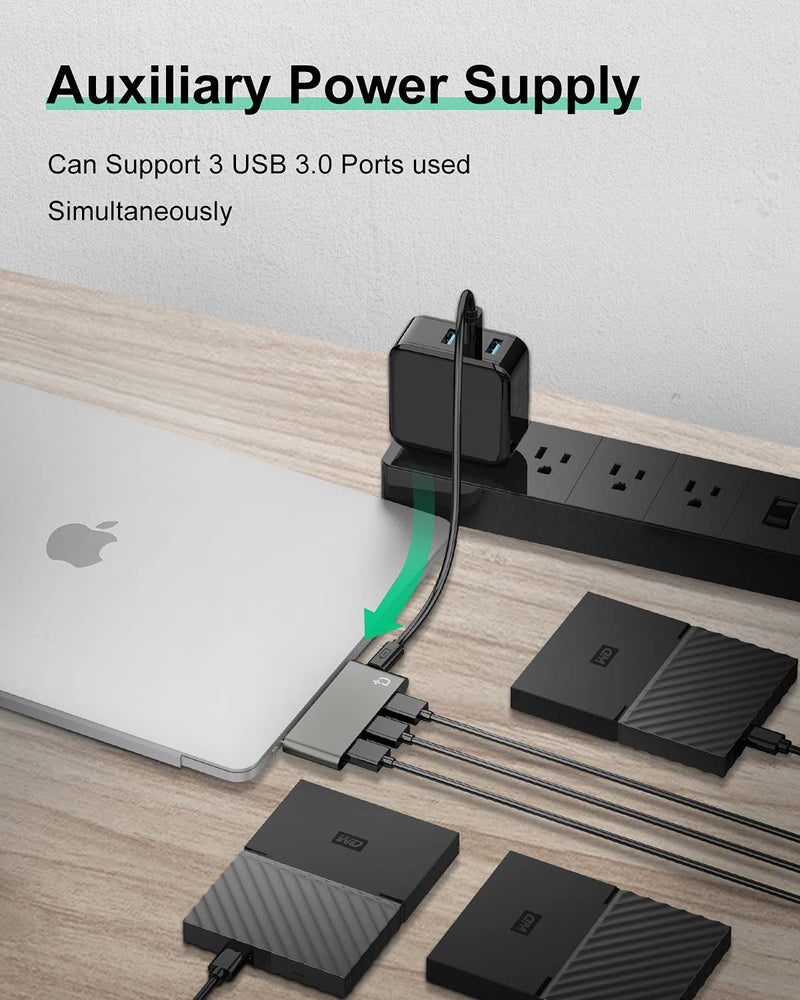 DockCase 4-in-1 USB-C Hub with Type C, USB 3.0, USB 2.0 Compatible 2021-2016 MacBook Pro 13/15/16, New Mac Air/Surface, ChromeBook, Dell XPS, Surface Book and More USB C Devices