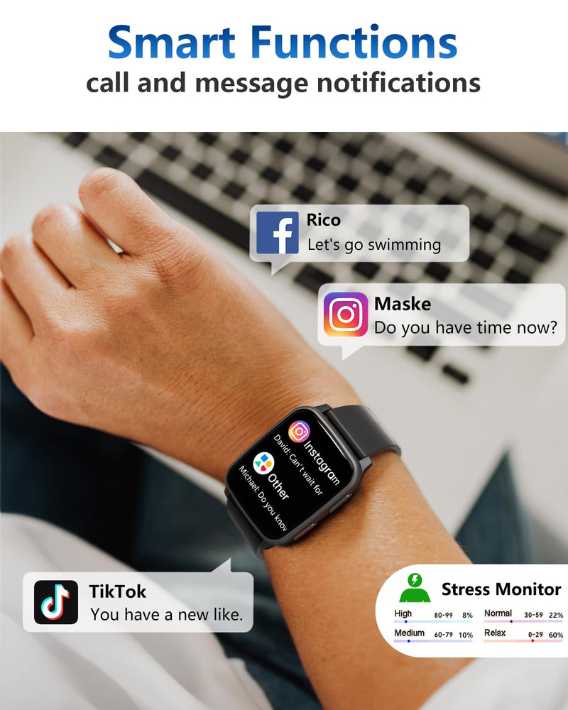 MorePro Fitness Tracker with 24/7 Heart Rate & Blood Pressure Monitor, Blood Oxygen & Sleep Tracker, Smart Watch with Step Calorie Counter, IP68 Waterproof Activity Tracker for Women Men Android iOS Urban Bronze