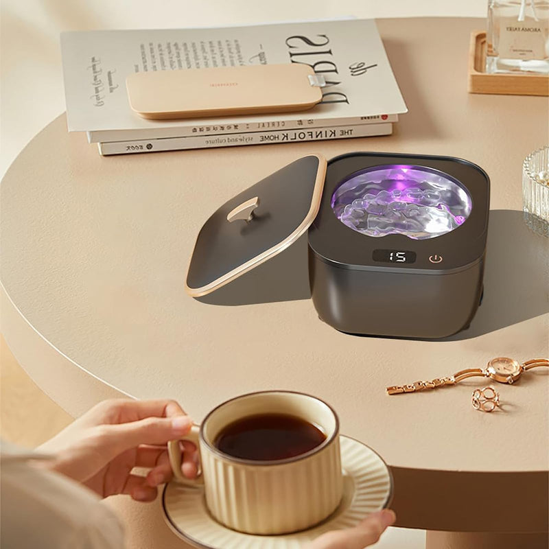 Ultrasonic Cleaning Device for Dentures, 48 kHz 250 ml, Portable Ultrasonic Device with 3 Modes, Ultrasonic Cleaner for Jewellery, Dental Splint, Retainer, Antibacterial Scaler