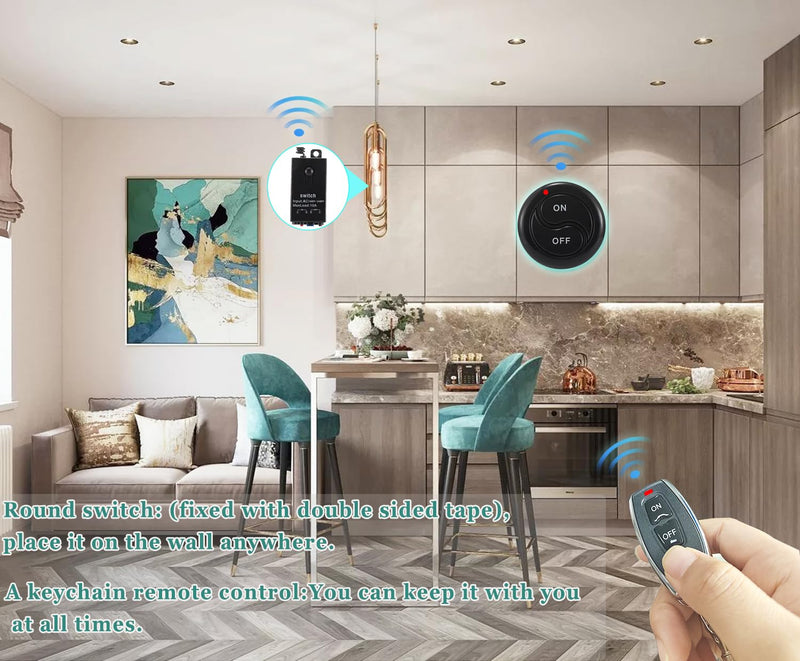 [AUSTRALIA] - dstfuy 12 V Radio Switch, Wireless Light Switch DC 5 V/12 V/24 V/48/10 A Mini Relay Wireless Light Switch Remote Control 328 ft Long Distance for Ceiling Lights, Lamps 5V-48V/10A mini Relais-328FT 