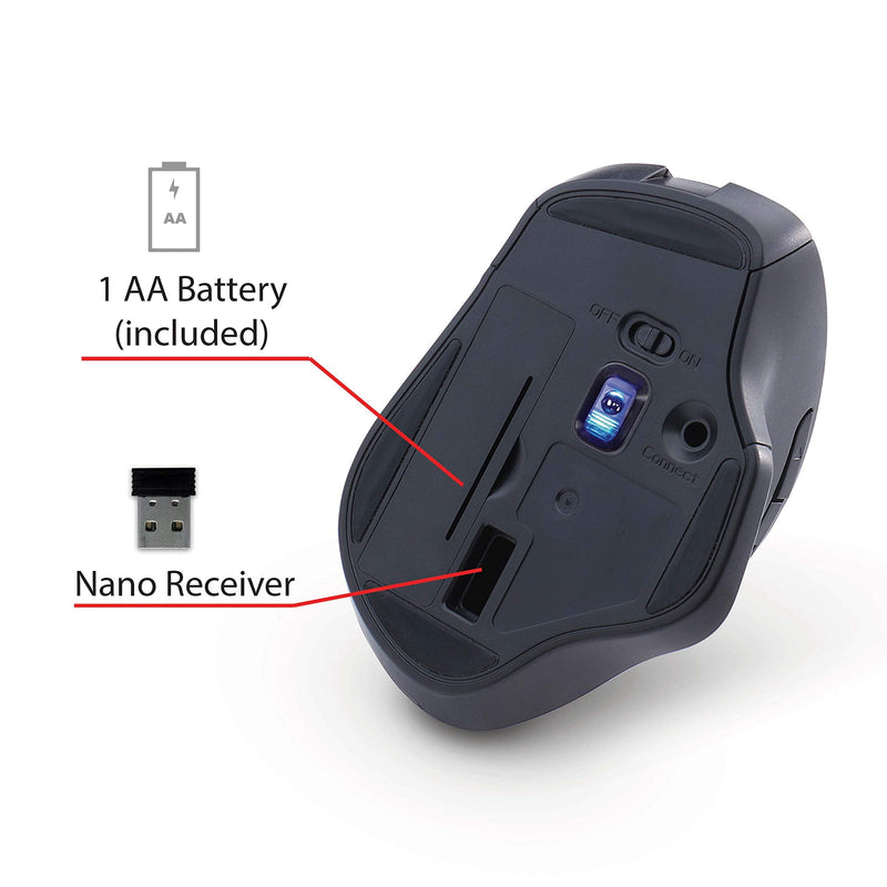Verbatim Silent Ergonomic Wireless Blue LED Mouse - Graphite