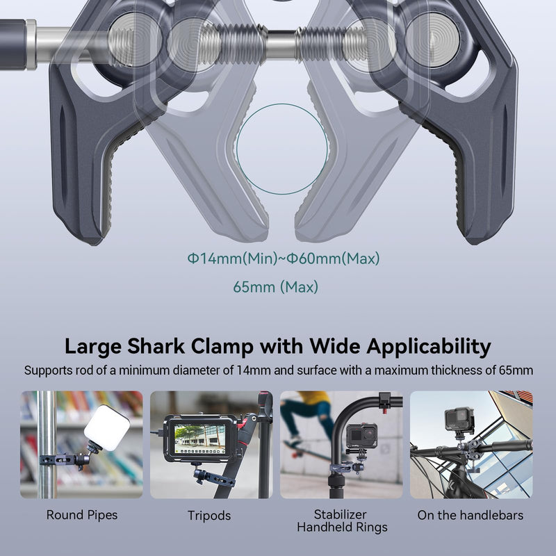 [AUSTRALIA] - SMALLRIG Camera Mount Clamp, Gopro Motorcycle and Bike Handlebar Mount Kit, Super Clamp for DSLR, Action Camera, Gopro, Insta360, LED Light, Monitor, Max Load 3.5KG 