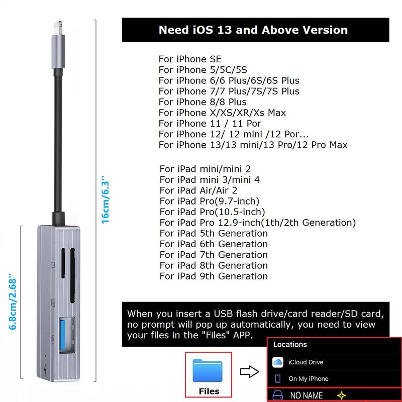 Camera SD Memory Card Reader for iPhone[Apple MFi Certified], IVSHOWCO iPhone to USB Adapter, 4-in-1 Lightning Male to USB Female OTG Cable Adapter for iPhone 13 12 11 Xr X XS 8 7 Plus iPad…