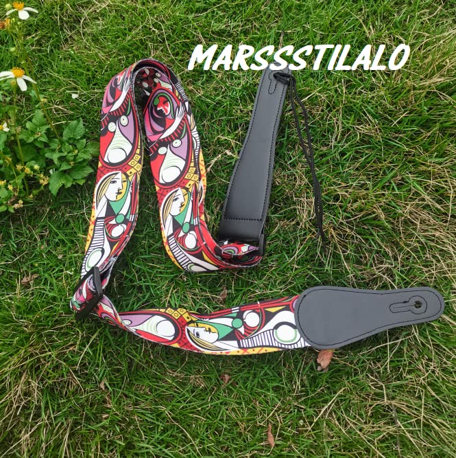 2" Unique Design Durable Classic Paiting Printed Silkly-Like Polyster Folk Acoustic Guitar Electric Bass Strap