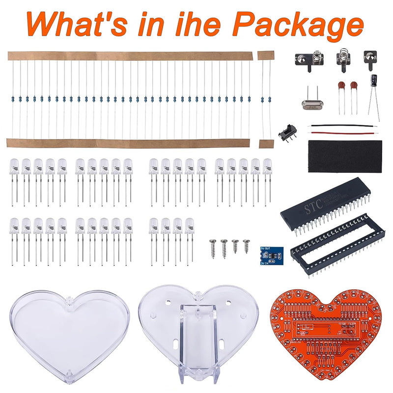 Joycabin LED Soldering Exercise Set, Heart-Shaped RGB LED Soldering Project, DIY Soldering Exercise Set, Electronic Kit for Students, Teaching and Learning Training, Valentine's Day, Handmade Gifts