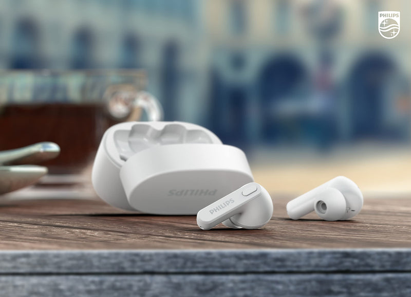 Philips T2206 True Wireless Headphones with IPX4 Water Resistance and Super-Small Charging case Arctic White One size fits all In-Ear with Tip