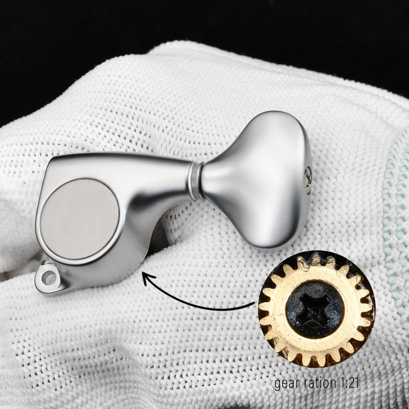 [AUSTRALIA] - FXJXB 21:1 Guitar Tuning Pegs 3x3 Standard Guitar Tuners Tuning Keys Replacement for Acoustic or Electric Guitars - Matte Chrome(3L+3R) 3L+3R MatteChrome 