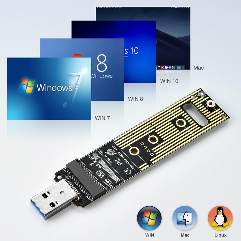 ELUTENG NVME to USB Adapter M.2 NVME Hard Drive USB3.1 Gen2 10Gbps USB to NVME PCI-E SSD Reader USB M Key Support UASP for 2280 2260 2242 2230 SSD (Only for M.2 NVME)