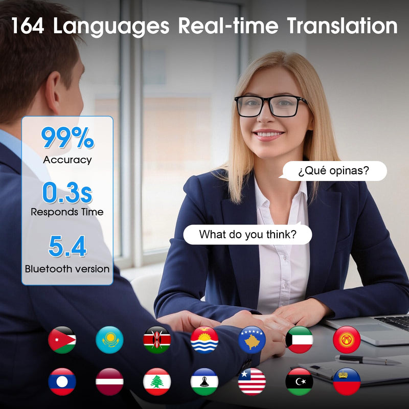 2026 Al Smart Glasses, Bluetooth Translation Glasses with 164 Languages | Color-Change Lens, Music & Call, IP65 Waterproof, Free App, Fashion Audio Glasses for Meeting Driving Travelling,Thin Temples Black-Photochromic lenses