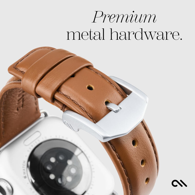 Case-Mate Apple Watch Leather Band for Women - Compatible with 38mm - 42mm iWatch Series 11/10/9/8/7/6/5/4/3/2/1 and SE - Signature Premium Leather Band Strap - Easy to Install and Remove - Cognac