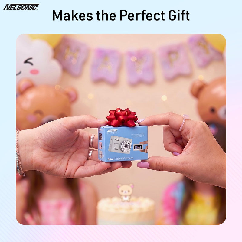 MiniPix 1080P Digital Keychain Camera, 8GB Card, USB-C, White | 0.96-inch color screen, 1MP sensor, photo/video capture, pocket size, clip-on design, rechargeable, travel, gifts, teens, 6+