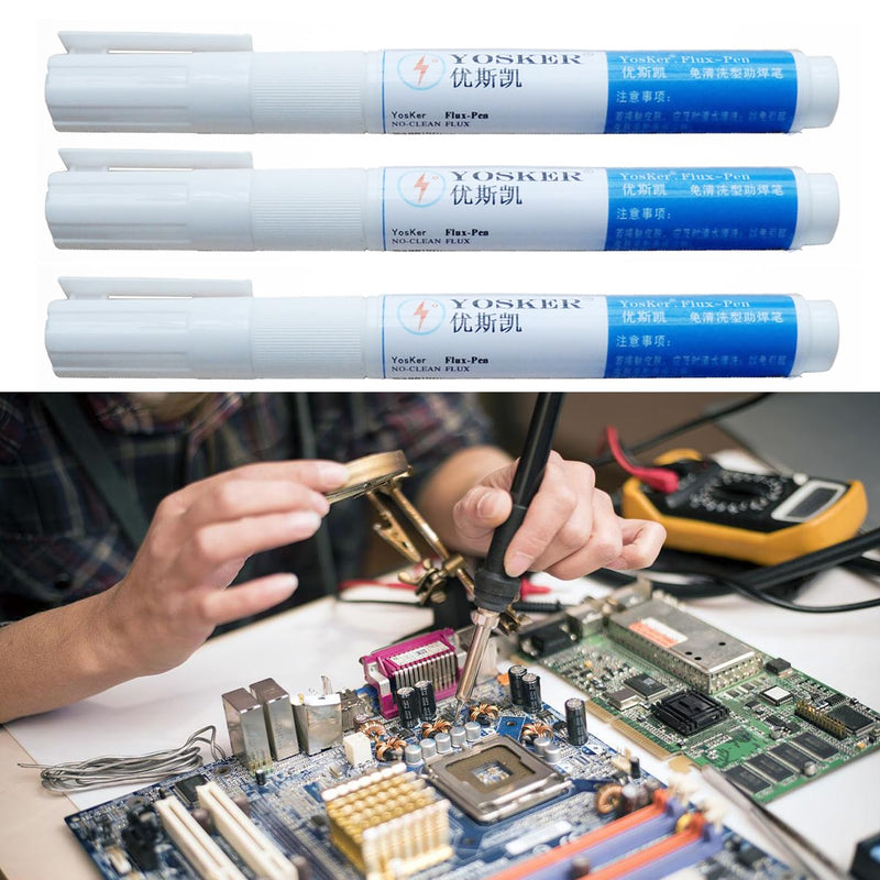 3 Pieces No Clean Solder Pen Rosin Solder Pen for Electronics Tabbing Wiring Soldering Welding Circuit Board Maintenance Liquid Solder Pen Solder Braid Liquid Solder Flow