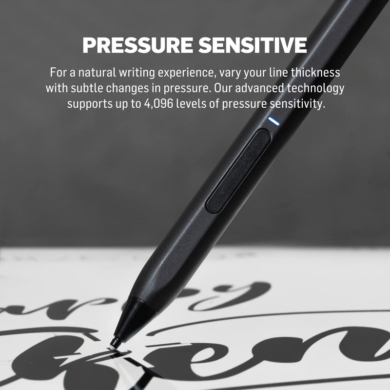 Adonit Neo Ink, Magnetic Attachable Stylus Pen for Microsoft Surface, 4096 Pressure Sensitivity, Tilt, Palm Rejection, Compatible with Surface Book/ Go/ Pro/ Studio, Surface Laptops- Graphite Black