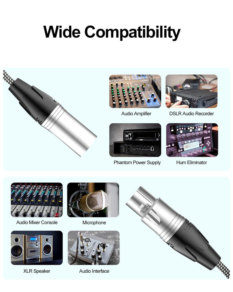 50 ft XLR Cable, Premium XLR Microphone Cable 50 ft, Braided XLR Male to Female Cable 3 Pin with XLR Connectors, XLR Patch Cable for Mixer, Recording Studio, Radio Station(1 Pack, 50 Foot) 50 Feet 1-Pack