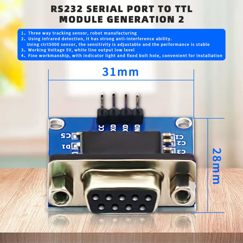 Grades Like DVDDaFuRui RS232 to TTL Converter Module，5PCS MAX3232 3.3V to 5V RS2323 COM Serial Prot Board to TTL Connector for Arduino Microcontrollers
