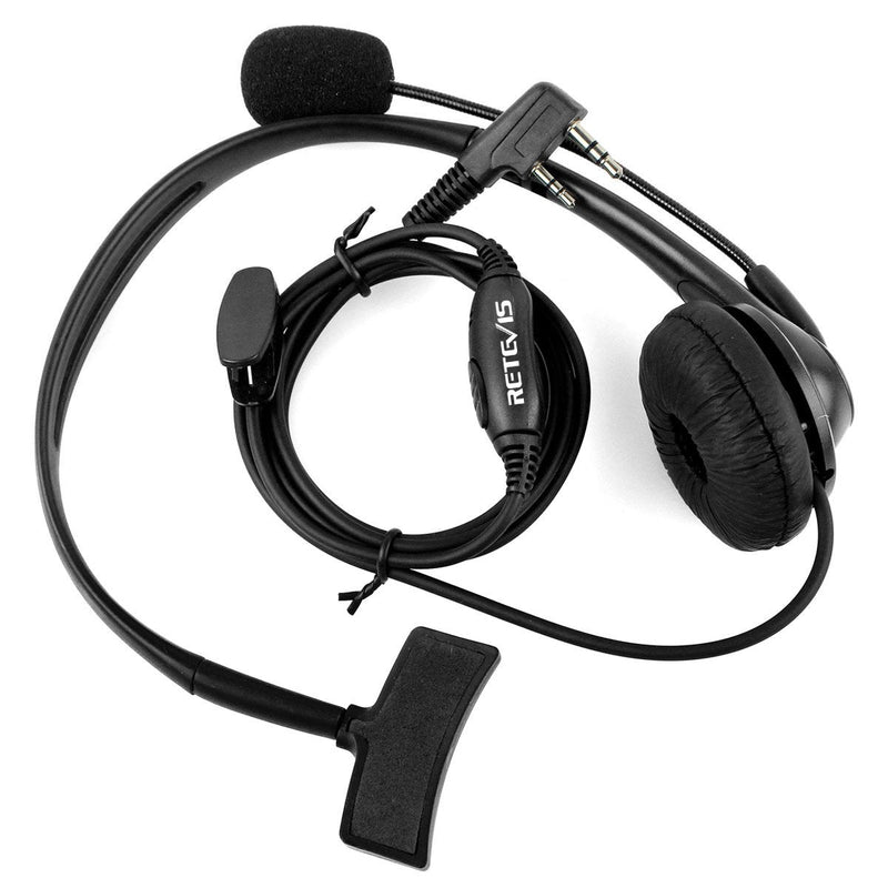 [AUSTRALIA] - Retevis Overhead Walkie Talkie Headset with Boom Mic, 2 Pin, for RT22 RT68 RT21 H-777 RT86 RT19 RB26 RB45, Compatible with Kenwood Arcshell Walkie-Talkie, Two Way Radio Headset(5 Pack) 