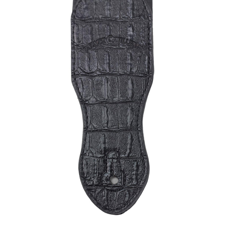 Walker & Williams F-15 Classic Black Textured Gator Finish Padded Guitar Strap