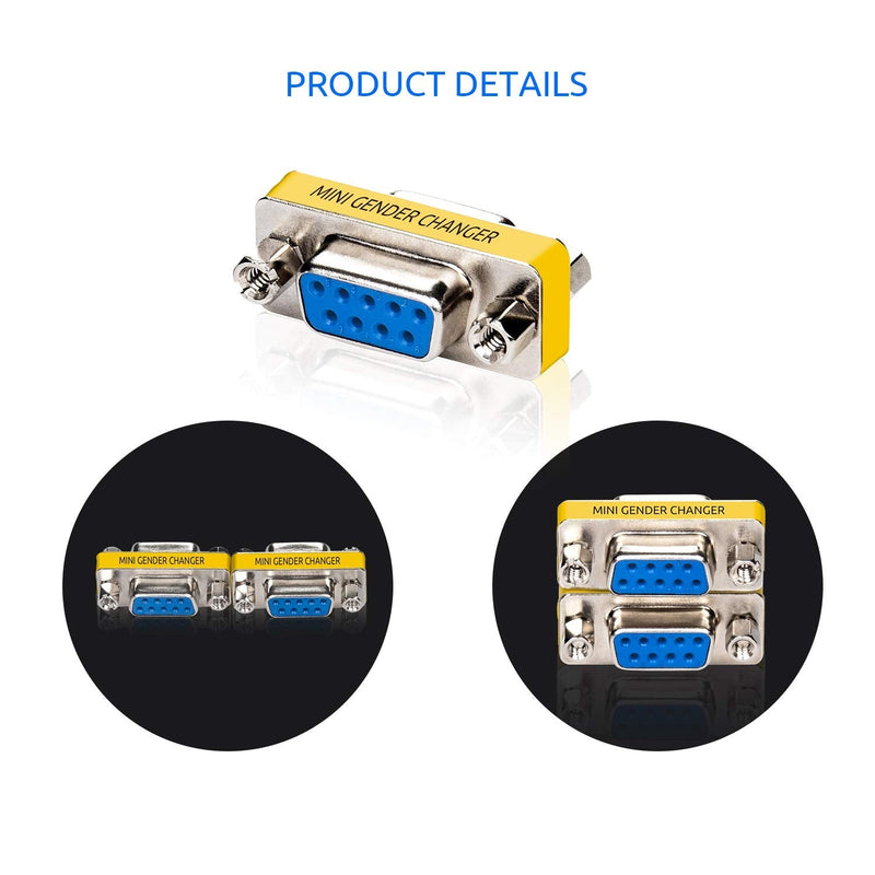 DriverGenius RD232F2F DB9 Serial RS232 COM Gender Changer - for USB to RS232 Serial Cable Adapter (Female/Female) F/F
