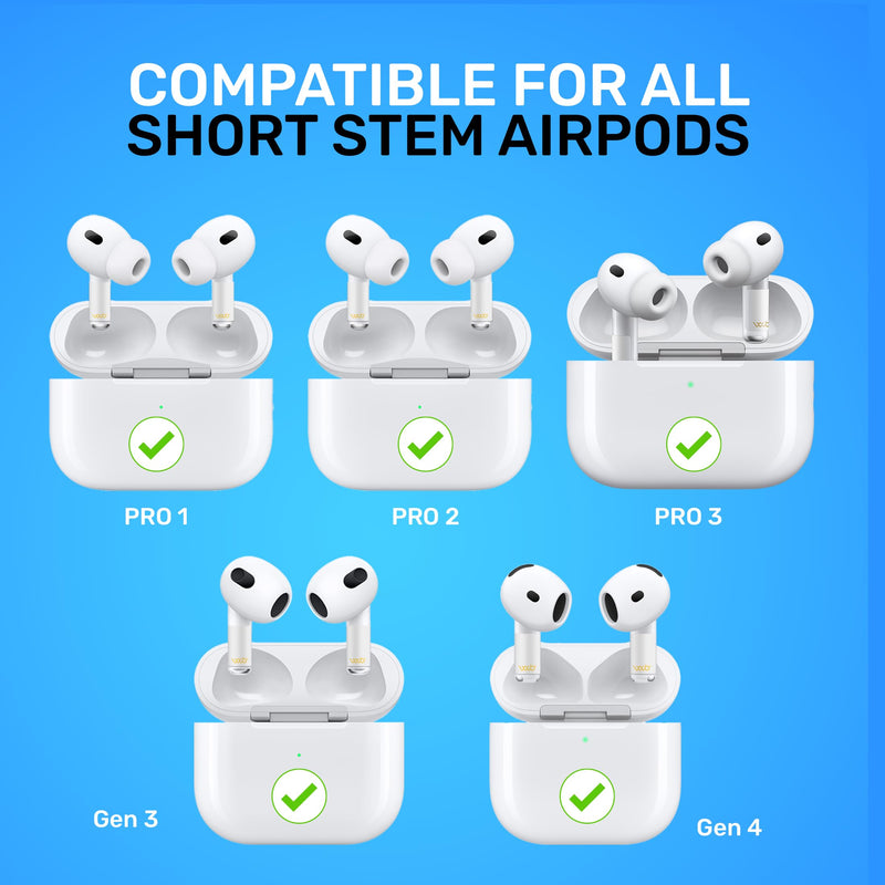 EMF Shield Sticker for AirPods 2nd/3rd/4th Gen, 2-Pack | FCC Lab-Tested, USA Patented, Short Stem Airpods, 5G Wireless Devices, WAVEBLOCK SHORT STEM AIRPODS - WHITE 2 Pair