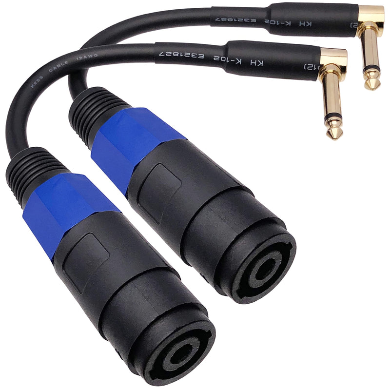 CESS-144 Speakon Female Connector to 1/4" Male TS Speaker Cable - Speak-on Jack to 1/4 TS Plug (Right-Angle Plug) (Pack of 2) Right-angle Plug (Pack of 2)