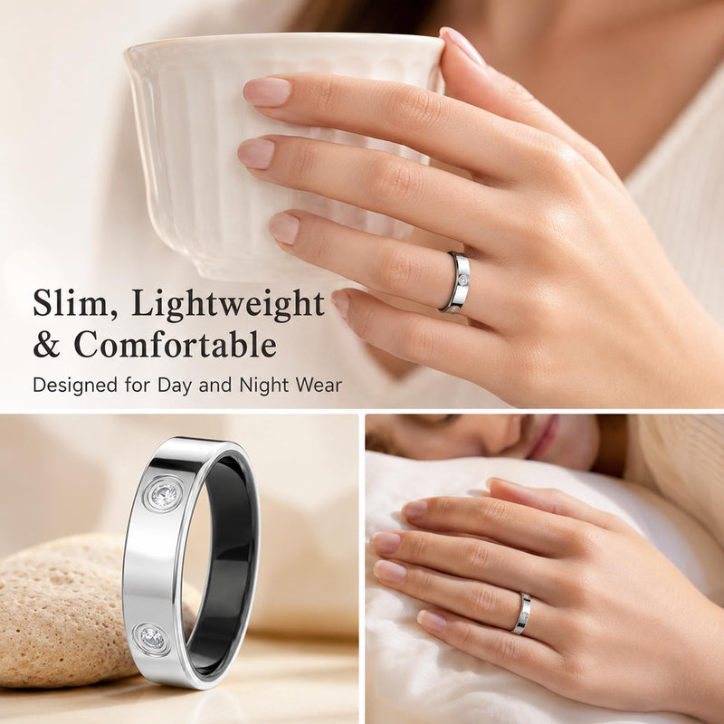 Smart Ring for Women Fitness Ring Health Ring with Diamonds Fitness Tracker with Heart Rate Sleep Monitor for Android iOS gold 7