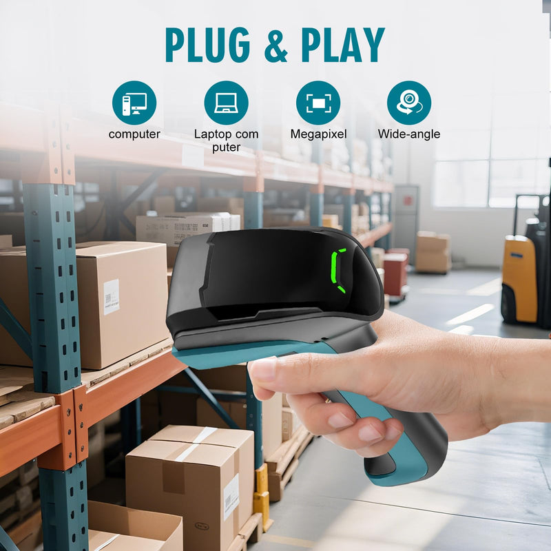 Upgraded Industrial Barcode Scanner2D/1D Dua Reading,Screen/PaperBarcode Compatible, USB Wired Plugand Play, Works with Computer, POSMac, Universal for Warehouse,Logistics, Supermarket, Library