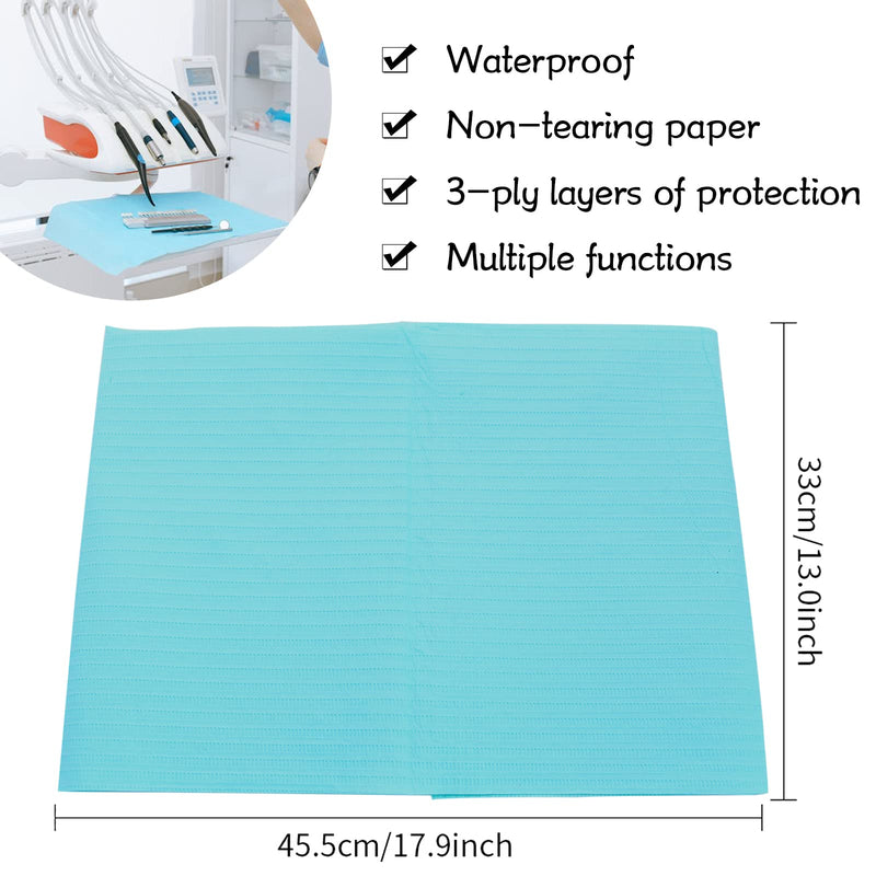 Rayyl Dental Bibs Blue Pack of 50 Disposable Waterproof Tattoo Bibs Tattoo Tablecloths Clean Pad Clean Tattoo Tray Tattoo Accessories Blue-50pcs