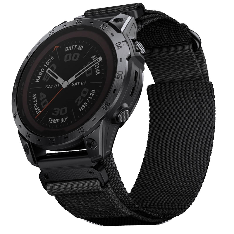 Abanen Tactical Nylon Watch Bands for Fenix 7X / Fenix 6X / Fenix 5X / Enduro 2, Quick Fit 26mm Adjustable Rugged Weave Ballistic Nylon Webbing Wrist Strap for Garmin Tactix 7 Pro,Instinct 2X Black