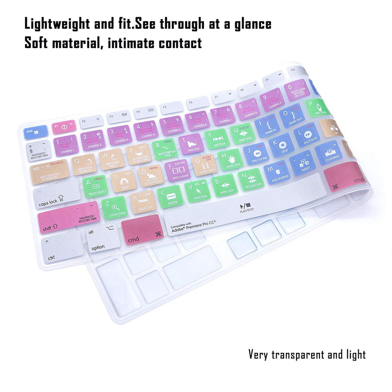 MMDW English Silicone Premiere Pro CC Shortcuts Hotkey Keyboard Cover Skin for iMac G6 MB110LL/B MB110LL/A A1243 Keyboard with Numeric Keypad NumberPad(US and EU Version)