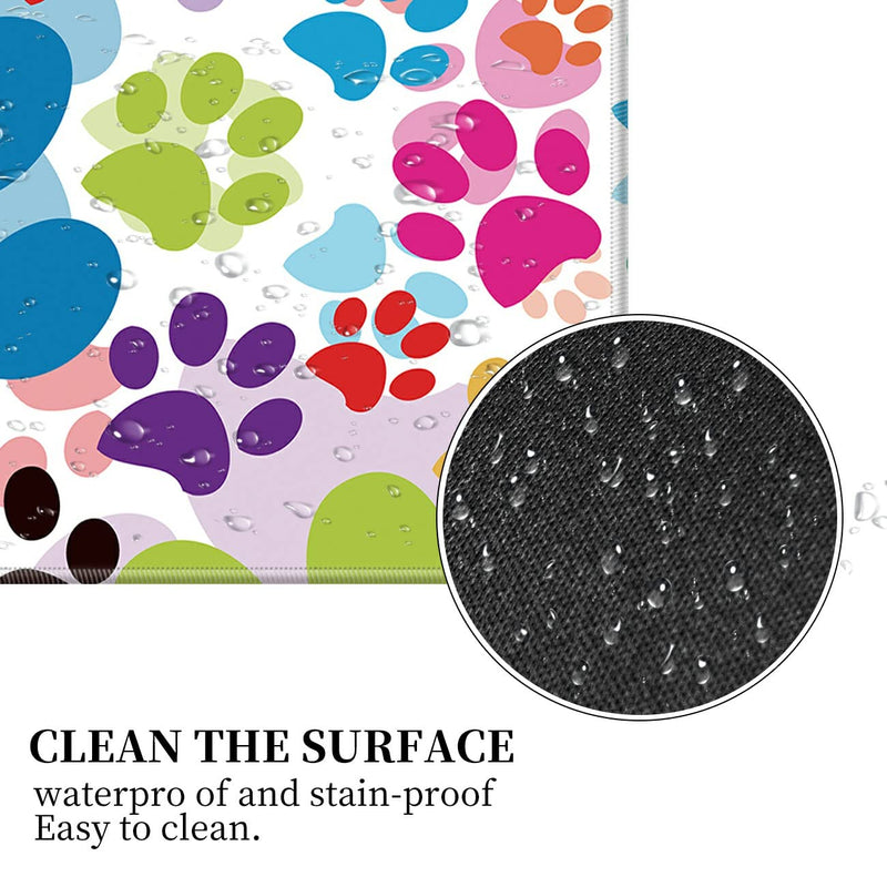 Desk Pad, Dog Pawprint Multicolor Laptop Desk Mat,Long Large Gaming Mouse Pad with Stitched Edges Non-Slip Writing Mat Desk Blotter Protector for Office Home (with Coaster & Elephant Sticker)