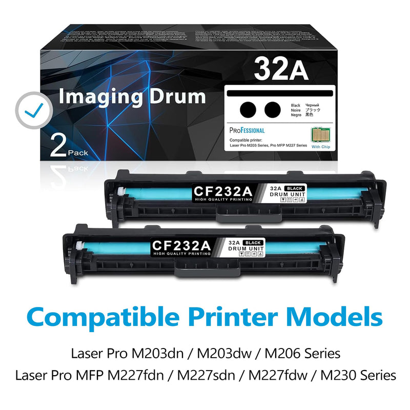 [AUSTRALIA] - 32A Imaging Drum Black Extra High-Yield 2-Pack | 32A CF232A Imaging Drum Replacement for HP 32A Drum Unit CF232A Compatible with Laser Pro M203dn M203dw MFP M227fdn M227sdn M227fdw Printer | CF232A 