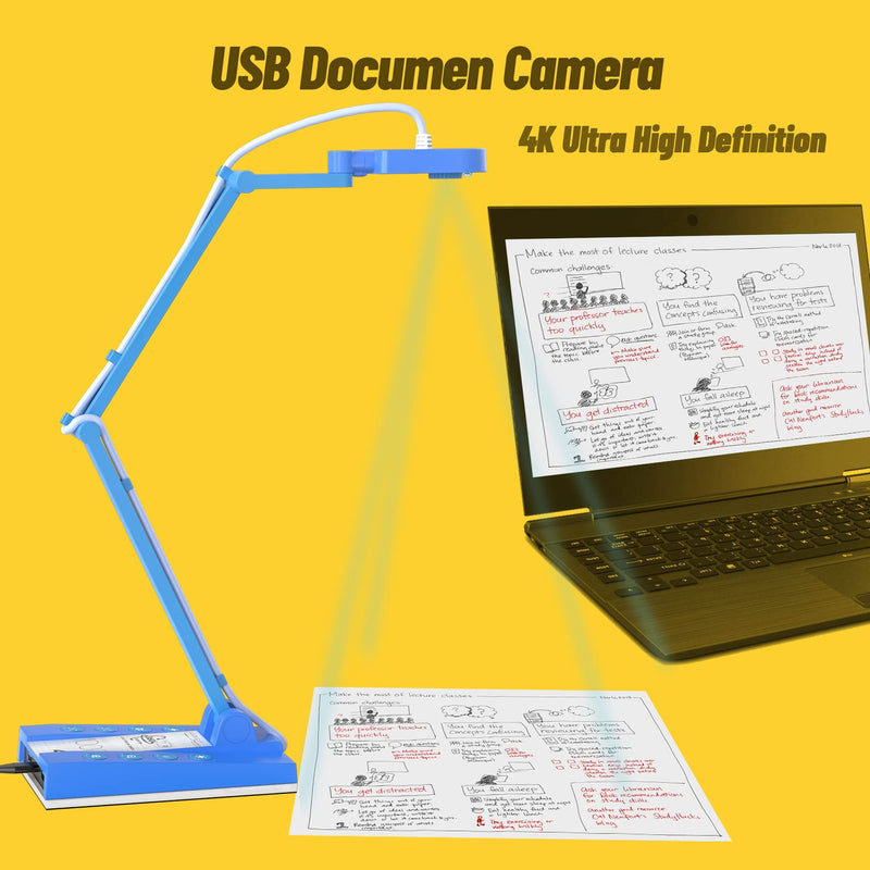 Mirabox 4K Ultra HD 3-in-1 10MP USB Document Camera/Webcam/Visualizer for Teachers - Work with Mac OS,Windows,Chromebook for Live Demo,Web Conferencing,Distance Learning,Remote Teaching,Object Viewing