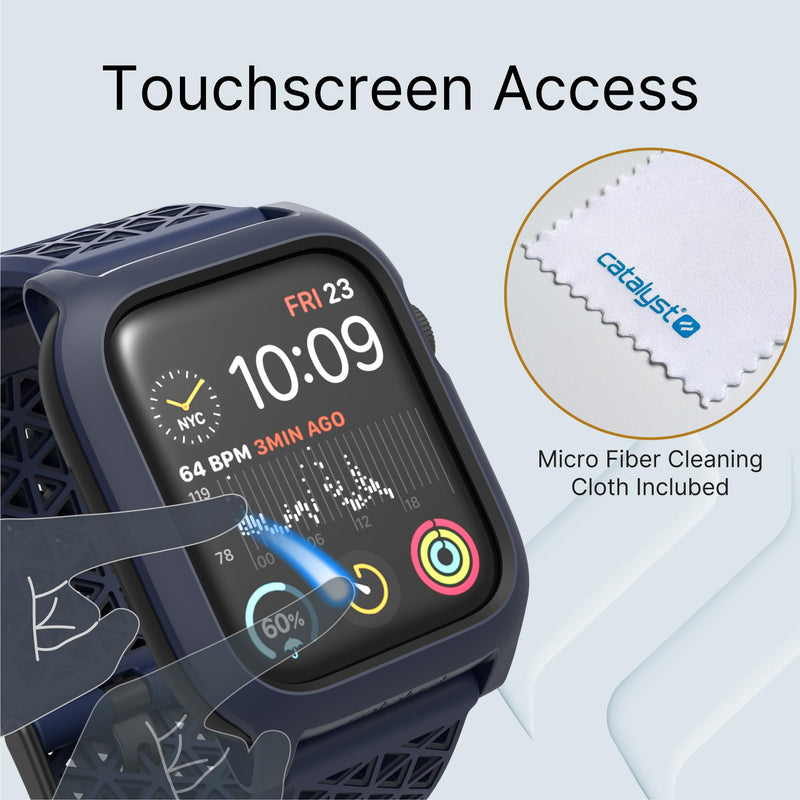 Catalyst Case- Designed for Apple Watch Series SE 2022, Series 6/5 and 4 44mm, Buckle Edition, Drop Proof 9.9ft, Sport Band, Breathable, Rugged, Free Microfiber Cloth is included - Navy Blue