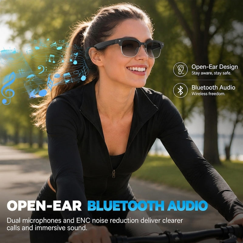 AI Smart Glasses Camera, 4K EIS Anti-Shake Photo & Photochromic | Real-Time Translation, Object Recognition, Voice Assistant, Open-Ear BT, 4K Video Recording, Photochromic & Extra Lenses Black