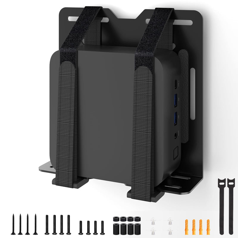 Universal Mini PC Mount for KAMRUI Mini PC, Wall and VESA Mount for KAMRUI GK2, GK3PLUS/PRO, AK1PLUS/PRO, AK2PLUS, E1Essenx E1, E2Essenx E2, E3B, H1, AM02PRO, AM06PRO with Adjustable Strap and Screws