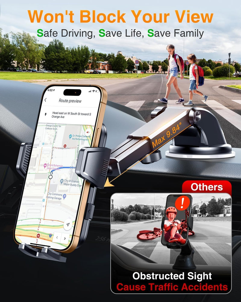 VANMASS 2026 Car Phone Holder【Military-Grade Strongest 90+LBS Suction】 | Phone Holder for Your Car Dashboard Windshield Vent Cell Phone Mount Truck Stand Cradle for iPhone 17 Pro Max 16 15 Android Black