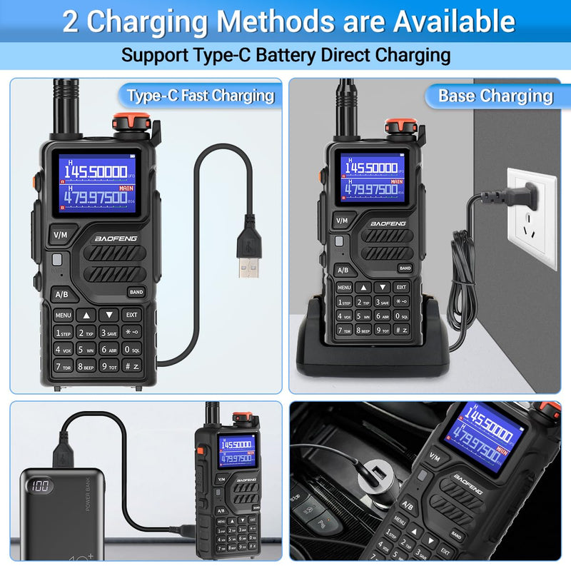 BAOFENG Radio K5PLUS Ham Radio Handheld UV-K5 Walkie Talkies Long Range Two Way Radio,GMRS Radio with Copy Frequency,AM,USB-C Charging for Hunting Survival Gear
