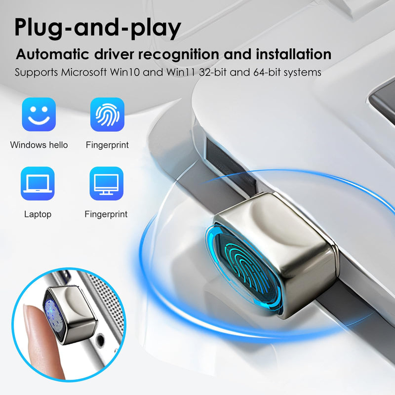 [AUSTRALIA] - USB Fingerprint Reader for Windows10/11, Windows Hello Mini Fingerprint Scanner,Metal Shell Auto Driver Setup-Windows Password-Free Login for PC Laptop 