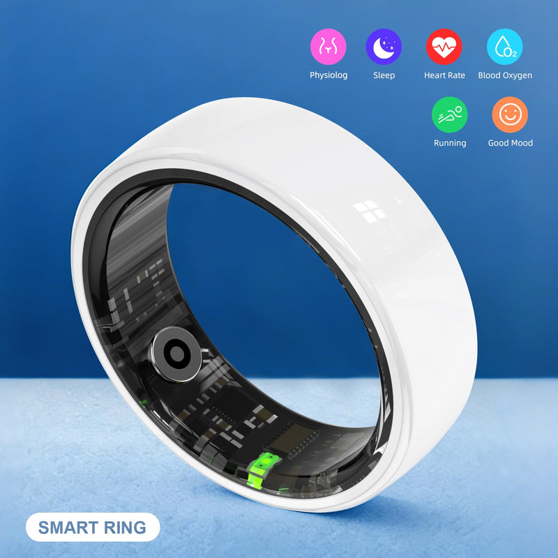 Smart Ring, Ceramics Fitness Tracker & Health Monitoring Ring with Heart Rate Sleep Tracking, Multi-Sport Activity Tracker, 5ATM Waterproof, iOS Android Compatible(White, 9) White