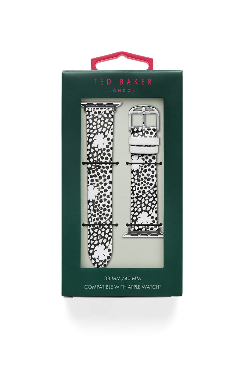Ted Baker Black & White Leather Strap for Apple Watch® (Model: BKS38S202B0)