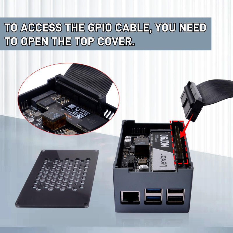 GeeekPi P33 M.2 NVME M-Key PoE+ Hat with Official Pi 5 Active Cooler and Aluminum Case for Raspberry Pi 5, Support M.2 NVMe SSDs 2230/2242/2260/2280