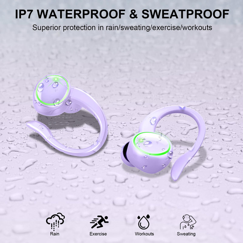Matast Wireless Earbuds, Bluetooth 5.4 Headphones Sports, 50H Playback Over-Ear Buds with ENC Noise Cancelling Mic, Deep Bass Fitness Earphones IP7 Gym Running Workout with Earhooks